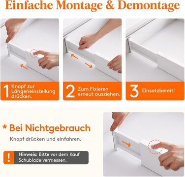 Органайзери для шухляд Lifewit, 5 шт., пластикові, регульовані, 27–40 см, для шафи/спальні/кухні, білий