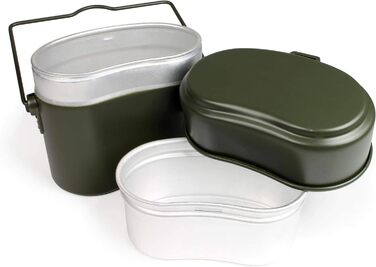 Набір посуду Normani Bundeswehr Федеральні столові прибори алюмінієвий посуд BW чашка з нержавіючої сталі (оливкова 3, одного розміру)
