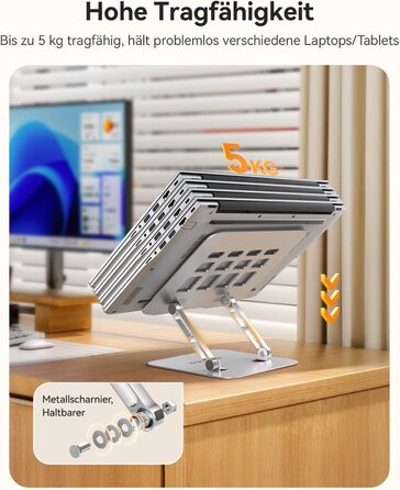 Підставка для ноутбука Orico ST11, регульована висота, складна, алюміній, вентильована, ергономічна, сумісна з MacBook Air/Pro та ноутбуками 10–17