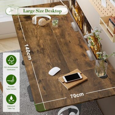 Електричний регульований стіл JUMMICO 160x80 см з підзарядною станцією, білий/коричневий, з кабелеуправлінням