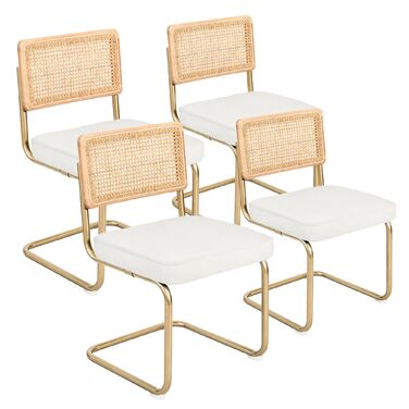 Набір з 2-х обідніх крісел CangLong, м'який крісло-відпочивальник для кухні, їдальні та вітальні, гостьові крісла з масивними дерев'яними ніжками (білий велюр)