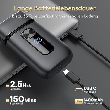 Електрична бритва з фольги для чоловіків з тримером для бороди, Wet/Dry, USB-C, LED, Travel Lock