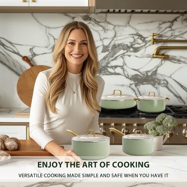 Набір посуду RIOVARM з нержавіючої сталі з антипригарним покриттям Ceramic, 5 предметів (каструлі, сковорідки, соусник, пательня)