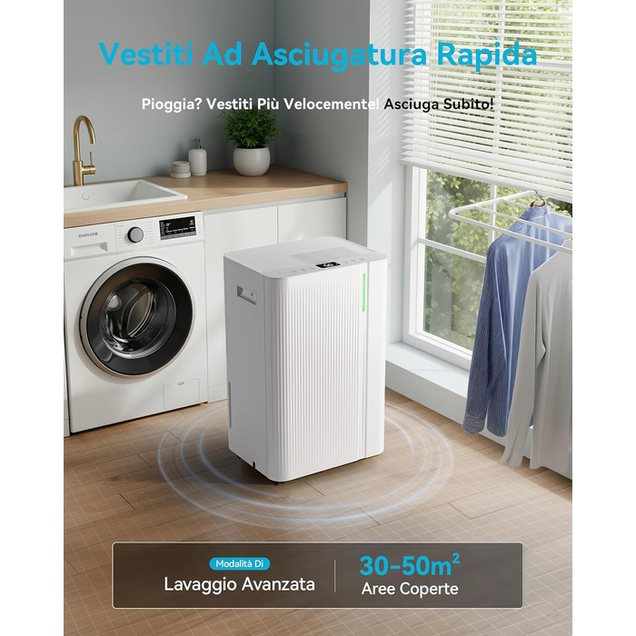 EUHOMY Електричний осушувач повітря для підвалу з відведенням води, тихий, енергоефективний, з автоматичним розморожуванням, таймером, для квартири до 50 м² (20 л/24 год)