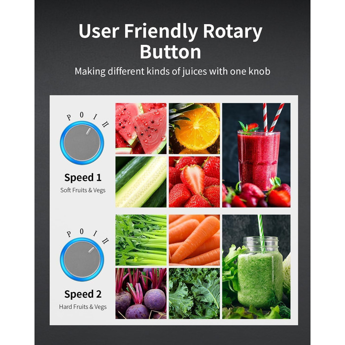 Електричний соковитискач GDOR 1300W для овочів та фруктів, 1250 мл, срібний