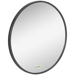Круглий настінний дзеркало для ванної кімнати, спальні, коридору, з металевою рамою, колір: чорний, діаметр: 50 см