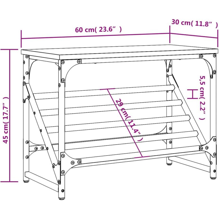 Полиця для взуття, тумба для взуття (60 x 30 x 45 см, дуб копчений)