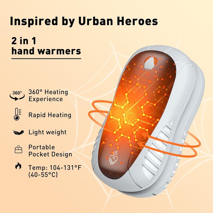 Електричні грілки для рук FANDLISS, 2 шт. - портативні, акумуляторні, 6000mAh, 3 режими нагріву, швидкий нагрів, ідеальний подарунок для спорту та зими