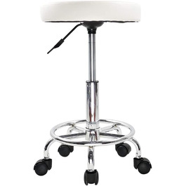 Стілець на коліщатках kkton регульований по висоті обертовий барний стілець робочий стілець зі штучної шкіри офісний стілець (білий)