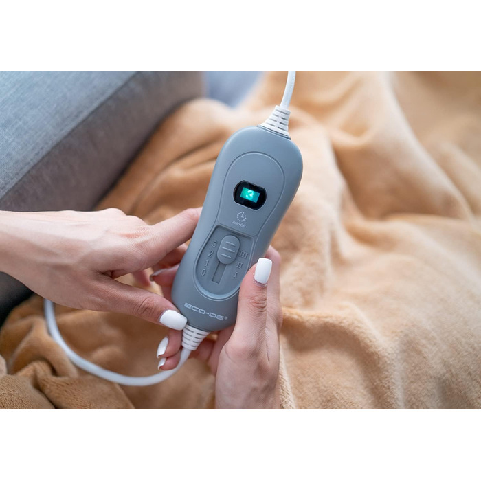 Електрична ковдра ECO-DE ECODE 180x130 см з пультом, 3 режими нагріву, таймер 180 хв (бежева)