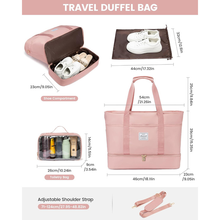 Сумка-трансформер LOVEVOOK для подорожей: водонепроникна дорожня сумка-шоппер з відділенням для взуття, спортивна та пляжна сумка, ідеальна для Ryanair