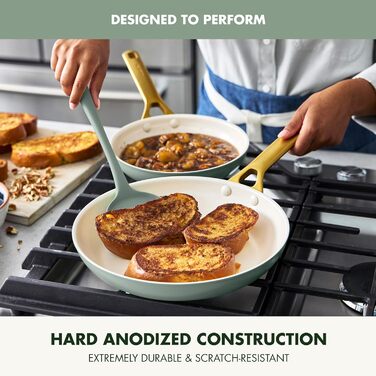 Набір сковорідок GreenPan з антипригарним покриттям, 25.4 см та 30.5 см, кераміка, нержавіюча сталь, посудомийні, для плити та духовки, моховий колір