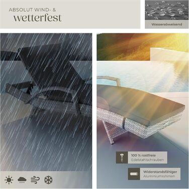 Шезлонг Tectake з поліротангу, регульована спинка, стійкий до погодних умов, з м'яким матрацом, для саду, балкону та тераси (світло-сірий)