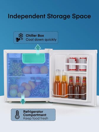 Міні-холодильник E 46L з морозильною камерою, енергоощадний, регулювання температури, білий