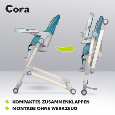 Дитячий стільчик Lionelo Cora Plus 2 в 1, 6-36 місяців, до 15 кг, з регулюванням висоти та ігровим бруском (Блакитний)