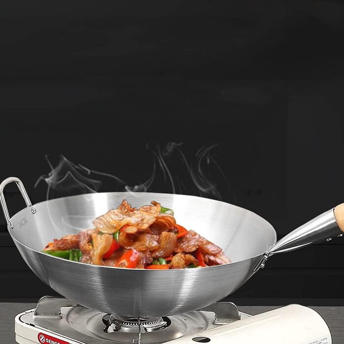 Індукційний ВОК з нержавіючої сталі вок китайська сковорода ВОК сковорода з дерев'яною ручкою сковорода для смаження Універсальна сковорода для дому