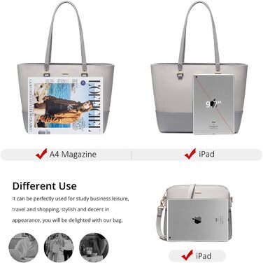 LOVEVOOK Сумка-шоппер для жінок, велика жіноча сумка, шкіряна сумка LOVEVOOK, 3-частинний набір (світло-сірий/темно-сірий)