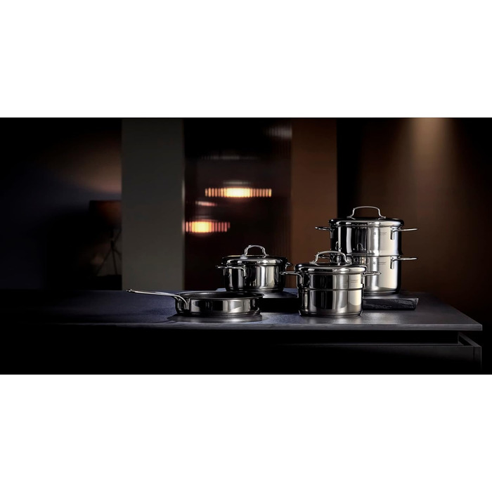 Пароварка WMF Mini з металевим кришкою 1,5л, Cromargan нержавіюча сталь, індукція, компактна, для невеликих порцій, 12 см