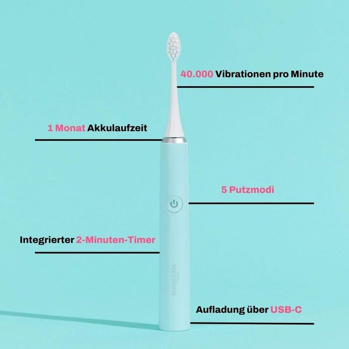 Електрична зубна щітка My Variations - акумуляторна, 5 режимів чищення, таймер 2 хв, чорний колір