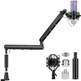 CAHAYA Мікрофонний стійкий кронштейн Boom Arm Professional: Регульований мікрофонний кронштейн з подовжувачем, низькопрофільний дизайн для стрімінгу та запису, вантажопідйомність до 2.5 кг