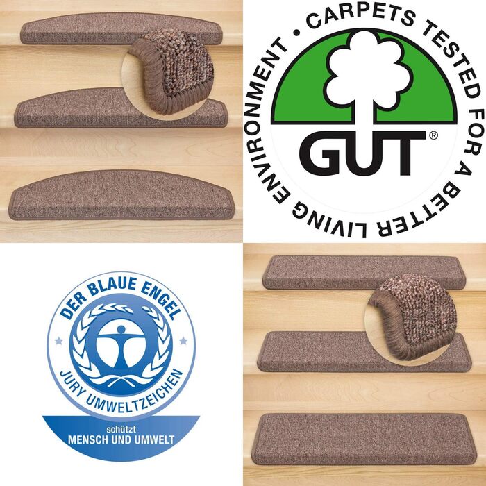 Набір килимків для сходів Metzker Ariston 15 шт.  прямокутних, світло-коричневі