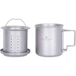 iBasingo чашка Titan 420мл з ситечком для чаю та кришкою. Легка туристична чашка з фільтром, для кемпінгу, подорожей, пікніків. Модель Ti3054D