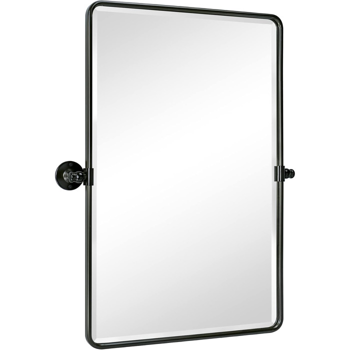 Дзеркало для ванної кімнати TEHOME 50,8 x 61 см, поворотне, матовий чорний, прямокутне, з металевим каркасом, для вертикального кріплення на стіну