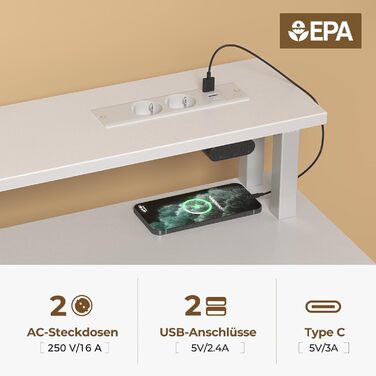 Комп'ютерний стіл Rolanstar з ящиками, розетками та LED підсвіткою, геймінговий стіл з підставкою для монітора, полиця та 2 гачки, для офісу та вітальні (білий, 100x47x90,5 см)