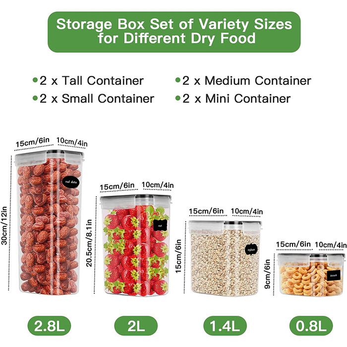 Набір банок для зберігання 8, кухонний ящик для зберігання з кришкою, кутові герметичні пластикові контейнери Банки для зберігання на відкритому повітрі