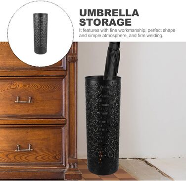 Металева підставка для парасольок, окремо стояча, кругла, тримач для парасольки, парасолька, відро, палиці, стійка, нижня ваза для бочки для дому, передпокій, ганок, офіс, чорний 42x15 см чорний