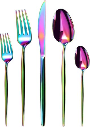Набір столових приборів на 6 осіб, Targzier, 30 предметів, нержавіюча сталь, кольоровий, для кухні/готелю/ресторану, преміум-якість, придатний для миття в посудомийній машині