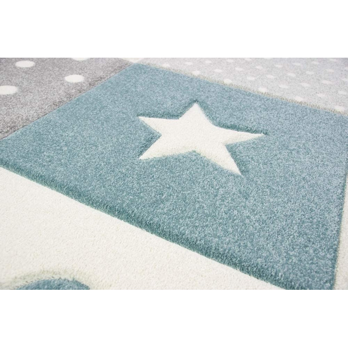 Дитячий килим з мериноса для хлопчиків, килим для дитячої кімнати із зоряним хмарою синього і сірого кольору, кремовий Розмір 200 x 290 см (160 см)