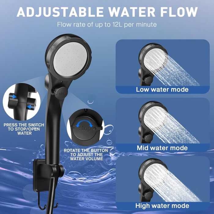 Електричний душ для кемпінгу MIAOKE 7800 mAh з цифровим дисплеєм та термоіндикатором, портативний акумуляторний душ для туризму, подорожей (білий)