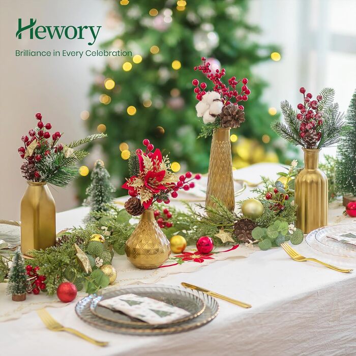 Золота ваза Hewory для декору: набір з 4 ваз для різдвяного декору, весілля та подарунків (22, 19.5, 16, 12.5 см)