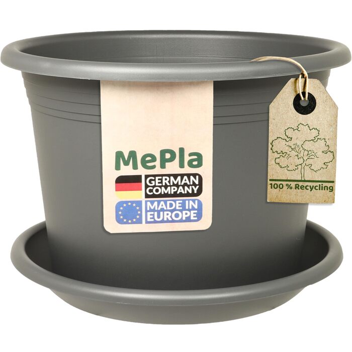 Квітчар/Горщик для рослин Cylindro, ø60 см + підставка ø58 см, антрацит, стійкий до погодних умов, з UV-стійкого пластику. Комплект горщика ø60 + підставка ø58 см, антрацит