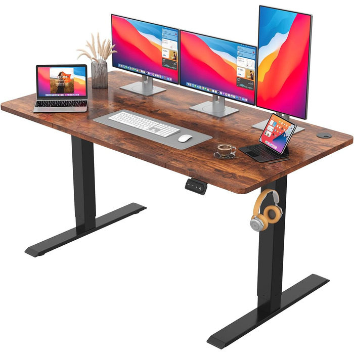 Електричний регульований стіл JUMMICO Standing Desk, висота регулюється, з функцією пам'яті, білий (180 x 80 см, коричневий)