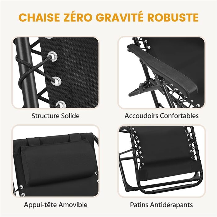 Розкішна розкладна шезлонг Yaheetech для саду, балкону та пляжу з подушкою та тримачем для напоїв (Чорний)