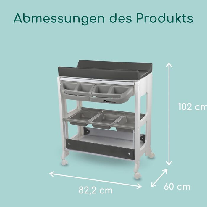 Дитяча ванночка та пеленальний столик 2-в-1 Bebeconfort Dolphy, сірий, 0-12 місяців (до 11 кг)