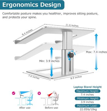 Підставка для ноутбука GOKEDA: ергономічна, регульована, з алюмінію, 11-17 дюймів