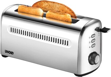Тостер ретро 4 шт. и, 1500 Вт, подвійний тостер з довгим отвором на 2 скибочки для 4 скибочок тостів, нержавіюча сталь, 4 функції, 7 ступенів обсмажування, знімний піддон для крихт, зі знімним лотком для хліба, 38366