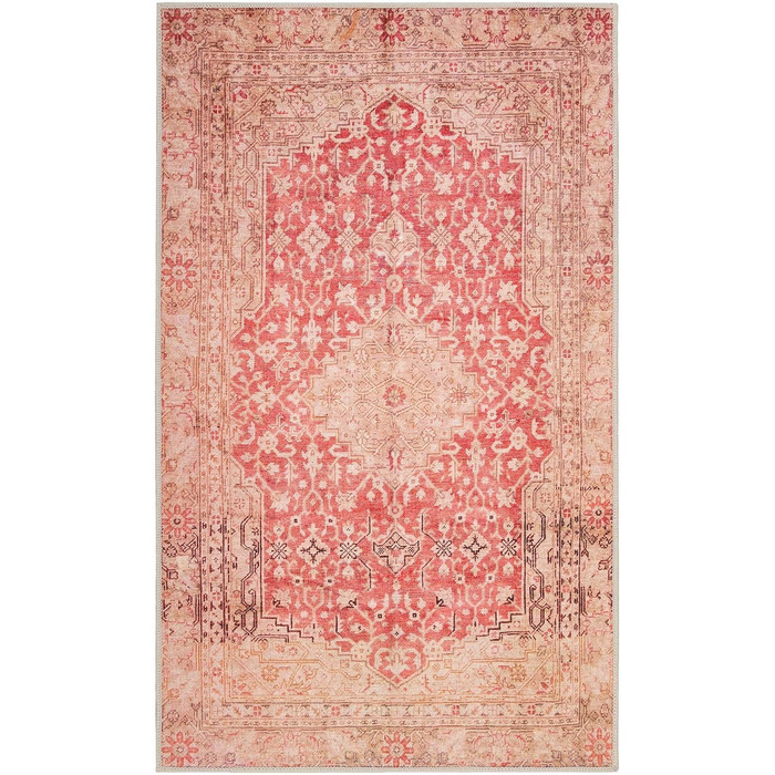 Домашній килимок для ванної, килимок для ванної, не ковзає і миється, Vintage Oriental, Polaroid (80 x 150 см, червоний)