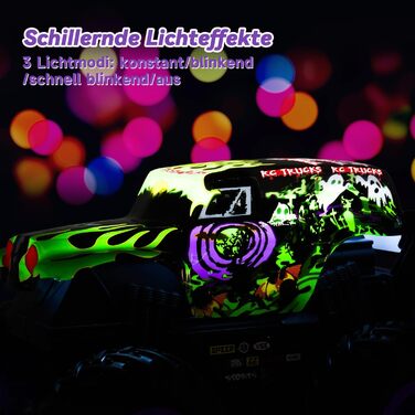 Радіокерований монстр-трак 1:20 2.4GHz, 20 км/год, зелений динозавр з підсвіткою LED та музикою для хлопчиків та дівчаток від 3 років