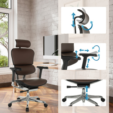 Крісло офісне / Керівне крісло ERGOHUMAN GEN2 шкіра темно-коричневе hjh OFFICE