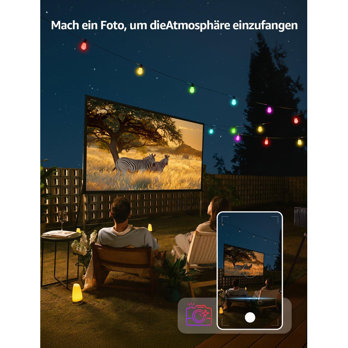 Lepro ЗБ1 AI LED Гірлянда Зовнішня RGB+Тепле Біле, Розумні LED S14, Wi-Fi, Керування через App, Alexa & Google, IP65, AI-Дизайнер Освітлення, 30 LED (15м)