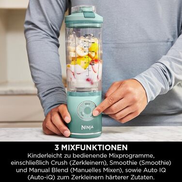Портативний блендер Ninja Blast Max: 570 мл, акумулятор, 3 функції, для смузі та протеїнових коктейлів (BC251EULD)