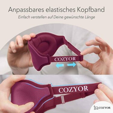 Набір для подорожей Cozyor 4-в-1: подушка для шиї, маска для сну, надувна подушка та плед 2-в-1, беруші, з кріпленням для рюкзака та валізи, червоний