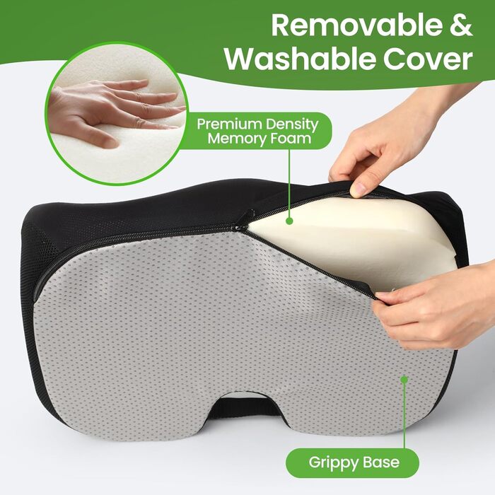 Ортопедична подушка для сидіння Benazcap: для офісного крісла, автомобіля, ігрового крісла. Знівелює біль у куприку, попереку та сідницях. Розмір: 42*18*20 см