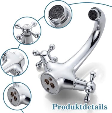 Змішувач для ванної кімнати з двома ручками, хром, з міді, ретро стиль, G3/8 | Змішувач для умивальника