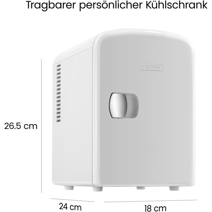 Chefman Iceman: Міні-холодильник з обігрівом, 4 літри, 6 відділень для косметики, перекусів, макіяжу, AC/DC, для дому/авто/спальні