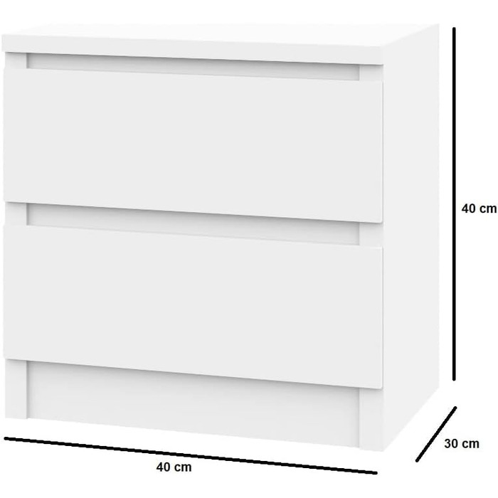 Комод 3 шухляди білий 120x39x81 см Дерев'яний комод без ручок для передпокою/спальні